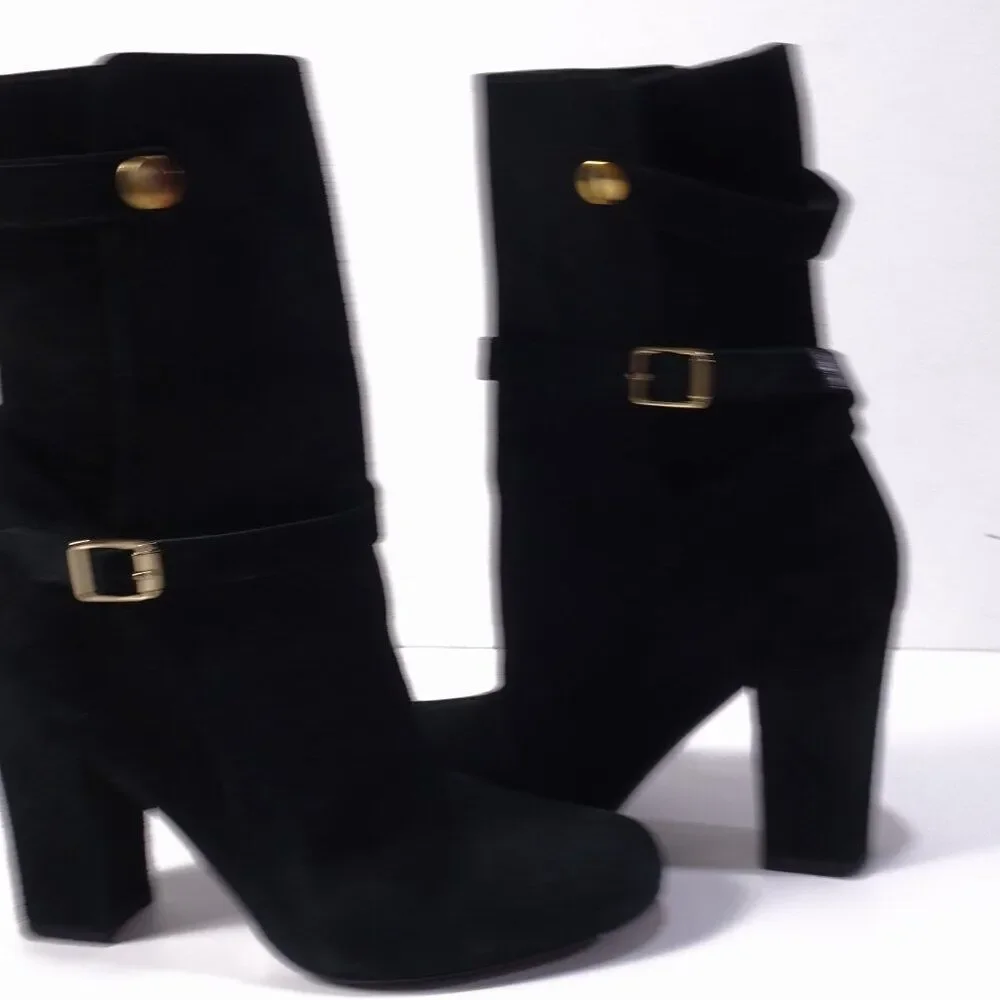Theory Mitiu Suede Jodhpur Boot Buckle Boot Booties Sz 37.5 Black - Picture 3 of 8